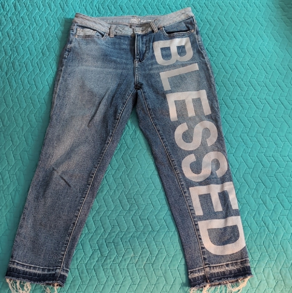 Soho Blue Skinny Jeans with Bold Print